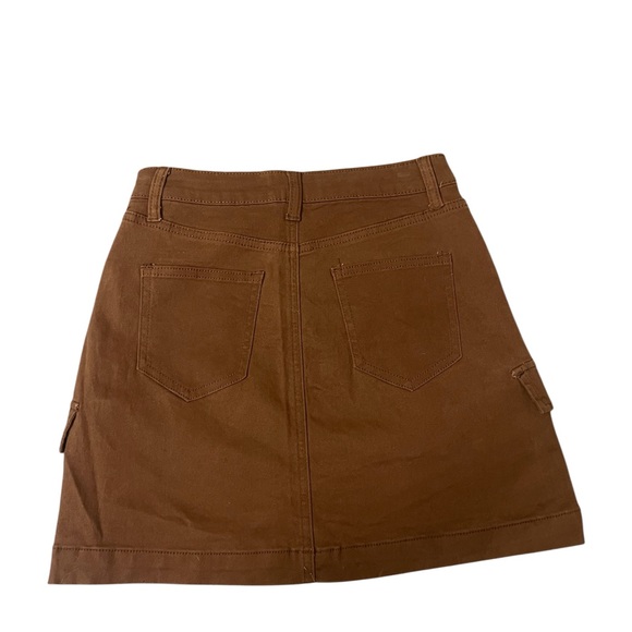Y2K Juniors Brown Cargo Mini Skirt w Chain - Picture 2 of 6
